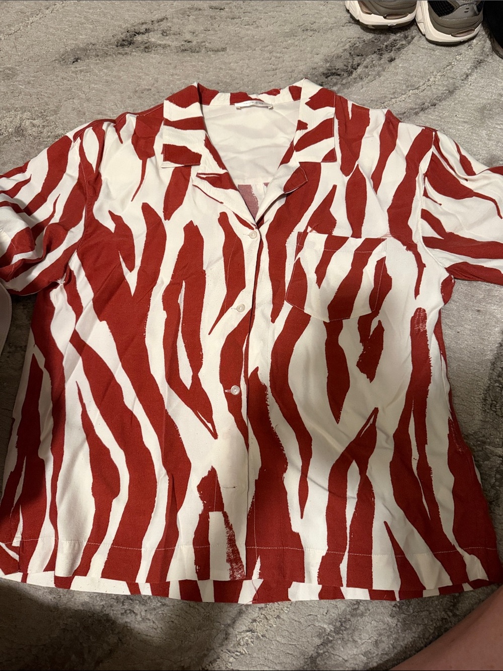 Anine Bing Red and White Printed Top